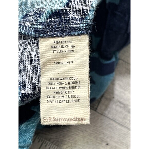 Soft Surroundings Lucca Wide Leg Linen Pants Women S Floral Blue Green NWOT - Picture 7 of 11